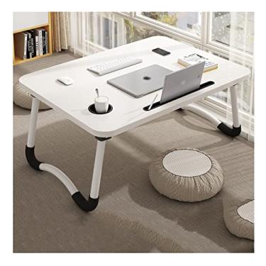 Imagem de Bandeja de cama portátil dobrável para laptop, suporte de copo grande com compartimento para cartão, mesa multifuncional, bandeja de trabalho para escrever (branco tipo a)