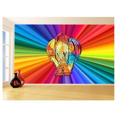 Imagem de Papel De Parede 3D Animais Pop Art Rinoceronte 3,5M Pxa499 - Você Deco