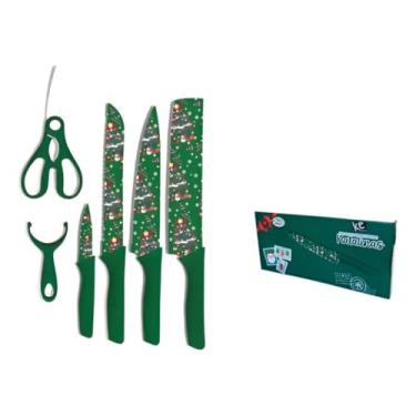 Imagem de Kit de Facas Natalinas 6 Peças – Conjunto Decorado para Cozinha e Mesa de Natal | Corte Preciso e Estilo Festivo