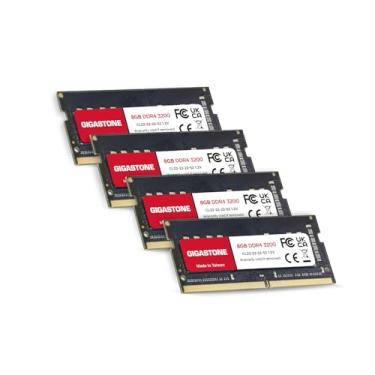 Imagem de 【RAM DDR4】 GIGASTONE 32GB (4x8GB) DDR4 3200MHz (PC4-25600) SODIMM | Atualização de memória de notebook CL22 de alta velocidade de 1,2 V | 260 pinos não-ECC sem buffer | Retrocompatível com 2933 MHz