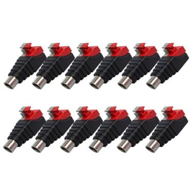 Imagem de Ulightfire Conector fêmea RCA adaptador de áudio e vídeo tipo botão conector macho acoplador adaptador de plugue para extensão de cabo RCA pacote com 12
