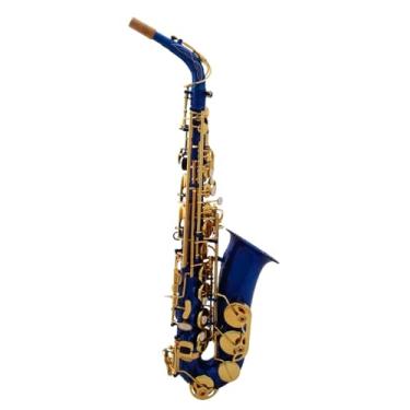 Imagem de Instrumento de saxofone Saxofone para amantes de música profissional laca azul brilhante E-Flat Alto com caixa e acessórios