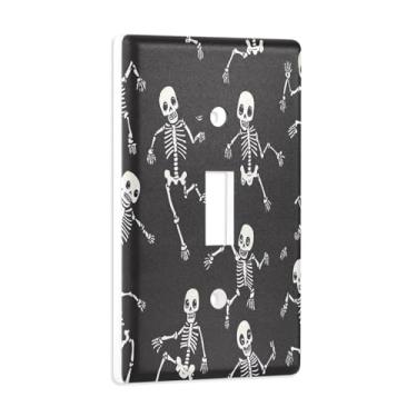 Imagem de Blueangle Capa de placa de parede para interruptor de luz - Capa decorativa para interruptor de luz de esqueleto de desenho animado fofo placa de parede, tamanho 1 gangue 4,53 x 2,76 polegadas (47)
