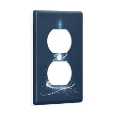 Imagem de Blueangle Placa de parede dupla para árvore de Natal branca brilhante, tamanho padrão, placas de cobertura de tomada elétrica de 1 gangue para decoração de quarto de escritório em casa, 4,53 x 2,76