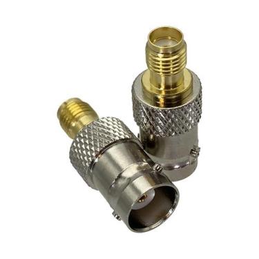 Imagem de Adaptador RF BNC Para SMA Macho/Fêmea 50 Ohms Com Flange Central E Ter