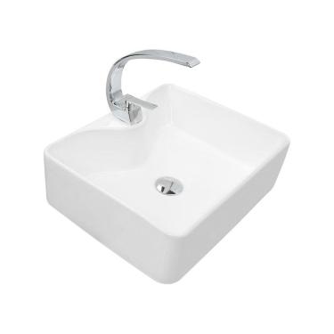 Imagem de Kit Cuba Pia Louça Cerâmica Banheiro C/Torn e Vál Cromada 26