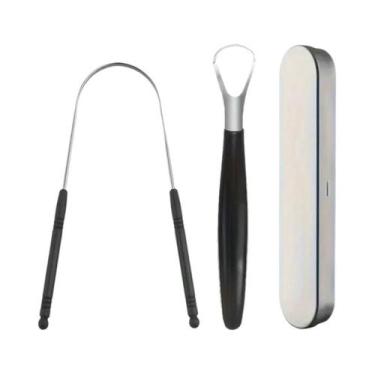 Imagem de Raspador De Língua Em Aço Inoxidável Para Mau Hálito Ferramenta De Hig