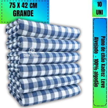 Imagem de Kit 10 Pano De Chão Xadrez Azul Limpeza Geral 100 Algodão Limpeza Casa