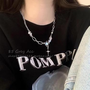 Imagem de Y2k Colar irregular com pingente de estrela, pedra do luar, design moderno, corrente de colar, joia de prata para presente feminino