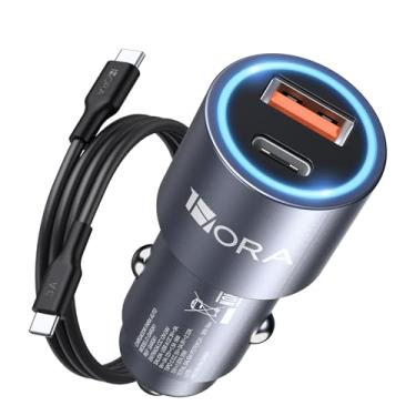 Imagem de Carregador Veicular Carro 1Hora 3A+Cabo Usb Tipo C Azul