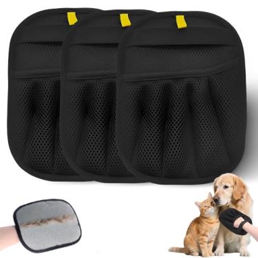 Imagem de 3 luvas de remoção de pelos de animais de estimação, luva eletrostática de cinco dedos, escova mágica de limpeza bidirecional e reutilizável para cama, roupas, tapete de sofá, assento de carro