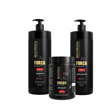 Imagem de Kit 1 Shampoo 1 Condicionador 1 Banho de Creme Força com Pimenta 1L - 