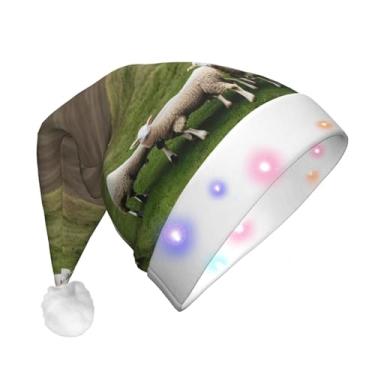 Imagem de Lambs And Sheep Print Xmas Holiday Hat With Led Lights Comfortable Festive Unisex Christmas Accessories