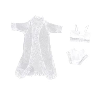 Imagem de MERIGLARE Pijama de boneca para meninas de 11,5'', roupa íntima de boneca, maiô, feito à mão, verão, roupas de banho, biquíni , Branco