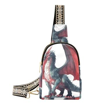 Imagem de CEBUGI Bolsa tiracolo feminina Dragon pequena de couro, pochete transversal para trilhas, viagens ao ar livre