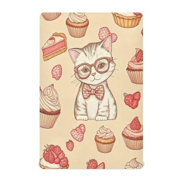 Imagem de Burbuja Lençol de berço de bolo de gato para meninos e meninas, lençol com elástico 71 x 132 cm para colchão de berço padrão e infantil, macio e respirável