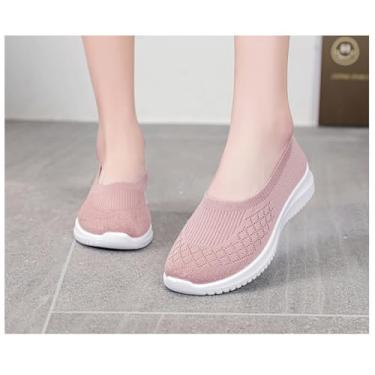 Imagem de Botas femininas de inverno para neve – Botas curtas impermeáveis no tornozelo com forro de pele, tênis sem cadarço para clima frio ao ar livre, rosa, 38
