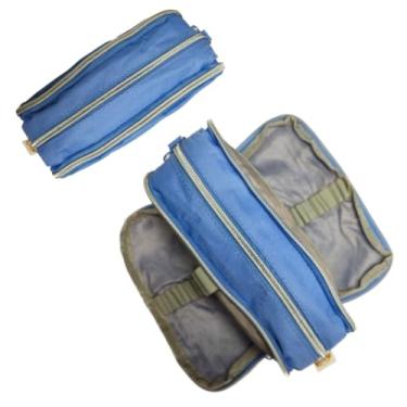 Imagem de Estojo Escolar Duplo Grande Azul Claro Volta às Aulas Lápis de Cor Canetas Gel Moderno Unissex Fofo