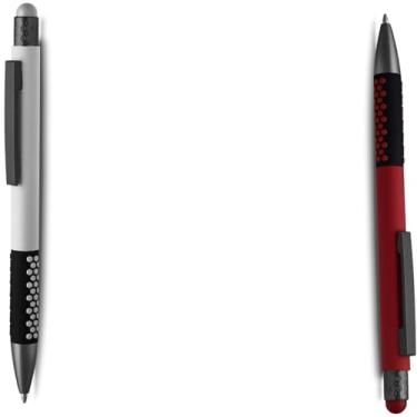 Imagem de Caneta Esferográfica em Metal com Ponta Touch, Escrita Azul, Corpo Emborrachado, Grip Ergonômico, Refil Tipo Parker, 1 Unidade (Laranja e Preto 2)