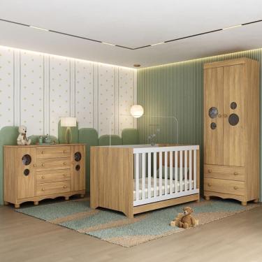 Imagem de Quarto De Bebê Completo Com Berço Americano 3 Em 1 Suspiro Multimóveis MP4628 Madeirado