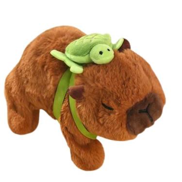 Imagem de Capivara Pelúcia Anda Pula Emite Som Brinquedo - TechToy, Marrom