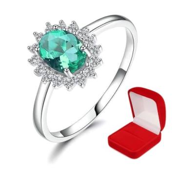 Imagem de Anel Prata Pedra Zircônia Verde + Caixa veludo vermelha - Banhado a Prata 925 / disponível em: Azul, Safira, Verde, Vermelho, Verde Turmalina, Amarelo Citrino (Verde Turmalina, 19)