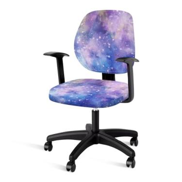 Imagem de BYOXPUVI Capa para cadeira de escritório com estampa Galaxy, capas para encosto de cadeira de computador, capas universais para animais de estimação, roxo