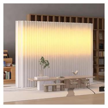 Imagem de Room divider Parede divisória de sala de papel, divisória de papel com luz LED, telas retráteis de privacidade, para salão de beleza, home studio office(3X1.8M/9.8X5.9FT)