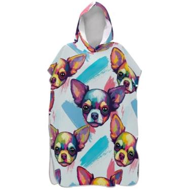 Imagem de Joisal Poncho de surf para cães vibrantes para adultos trocador de roupas de banho com capuz toalhas de praia reutilizáveis para homens