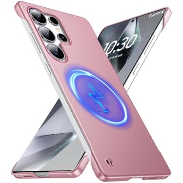 Imagem de GRECAZO Capa magnética ultrafina fosca projetada para Samsung Galaxy S25 Ultra Frameless 17.5 cm Slim Minimalista Leve Matte Hard Compatível com MagSafe Capa protetora sem bordas - Dawn Pink