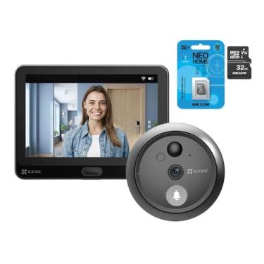 Imagem de Campainha Inteligente HP4 com Olho Mágico Wi-Fi, Visor Interno FULL HD e Cartão 32GB – Detecção de Movimento e Visão Noturna