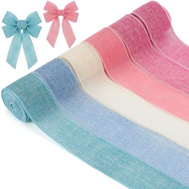 Imagem de Yuefunny 6 rolos de fita com fio rústica de serapilheira colorida com fio total de 30 jardas para guirlanda de Natal, Halloween, outono, laço, artesanato, embrulho, festa, decoração boho (cor fresca