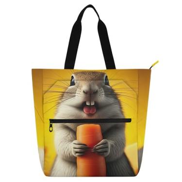 Imagem de GAIGEO Linda sacola feminina de trabalho com cenoura, queijo, esquilo, lona, faculdade, escola, bolsa utilitária, bolsa infantil com compartimentos