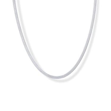 Imagem de PAVOI Corrente de espinha de peixe banhada a ouro 14K à prova d'água, 16+2", Ouro branco, Sem Pedra Preciosa