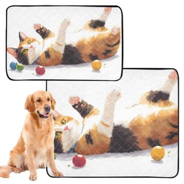 Imagem de TSENQUE Bolas coloridas para gatos brincalhões laváveis para cães de estimação tapete de urina fofo para cães à prova d'água almofada de xixi reutilizável absorvente para cães, médio + grande