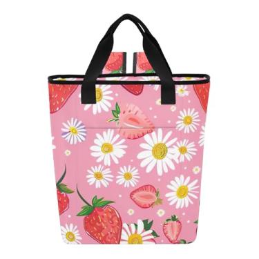 Imagem de Joitme Cooler Bags Mochila floral rosa morango margarida à prova de vazamento, 36 latas, mochila refrescante para mulheres e viagens