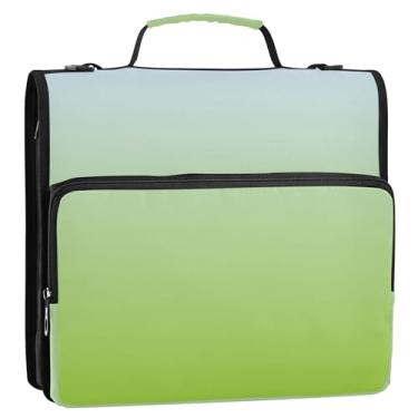 Imagem de Elegante fichário azul amarelo verde gradiente 3 argolas anel D 1,5 polegada organizador de fichários escolares bolsa com alça de ombro carteira de armazenamento estojo com alça de ombro carteira com