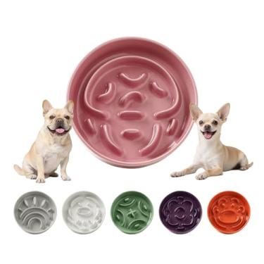 Imagem de Tigela de cerâmica para alimentação lenta para cães - Prato de ração para cães pequeno com design de quebra-cabeça labirinto - Alimentador de quebra-cabeça de alimentação lenta para alimentação de