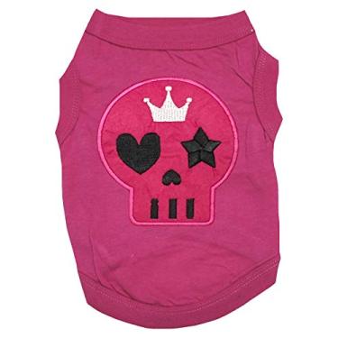 Imagem de Petitebella Camiseta rosa choque com rosto de caveira para cachorro (rosa-choque, 2GG)