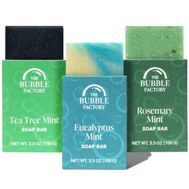 Imagem de The Bubble Factory Mint Collection - Handmade in the USA, Palm Oil Free, All Natural Bar Soap, 3 Bar Variety Pack, Eucalyptus Mint, Rosemary Mint, Tea Tree Mint
