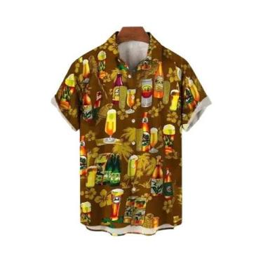 Imagem de Camisa Masculina De Verão Com Estampa 3D Para Festival De Cerveja, Est