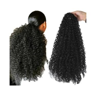 Imagem de Extensão De Rabo De Cavalo Sintético Cacheado Profundo Com Cordão, Peç