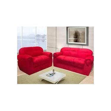 Imagem de Jogo de sofá de 2 e 3 lugares Brasil Vermelho - Multi Móveis