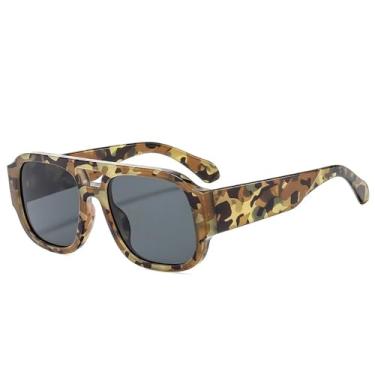 Imagem de Óculos de Sol UV400 - Ponte Dupla Estampa Leopardo Punk Degradê para Homens e Mulheres, Esportes ao Ar Livre, Corrida e Ciclismo, Camuflagem Cinza