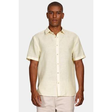 Imagem de Camisa Manga Curta Move Slim Linho Algodão Amarelo-Masculino