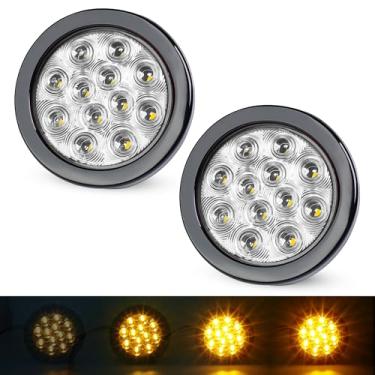 Imagem de Ledvillage 2 peças de luz traseira de LED âmbar de lente transparente de 10 cm com 3 modos (baixo/alto/estroboscópico) – 12 LED, 4 fios, ilhós e plugue de pinos, 12 V CC para reboque, caminhão, van