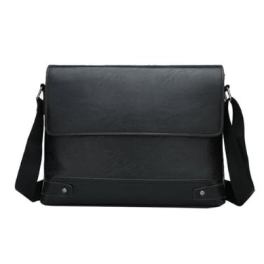 Imagem de Bolsa Masculina Executiva de Ombro em Couro PU Macio Casual para Trabalho e Dia a Dia(Preto)