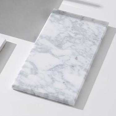 Imagem de Placa de mármore natural, bandejas de banheiro, bandeja de perfume, placa de vela de joias (branca, 25 x 12 cm)