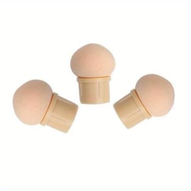 Imagem de 3 peças reutilizáveis dupla gradiente arte de unhas pincel decorativo gel UV escova de arte para unhas pode substituir a cabeça de esponja (bege)