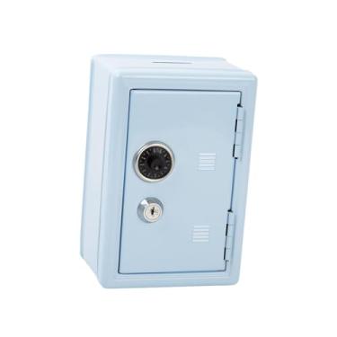 Imagem de Dynwave Cofrinho de mesa pequeno, fofo e, com fechadura e chave, em formato de porquinho, ideal para guardar artigos de papelaria, cosméticos, Azul